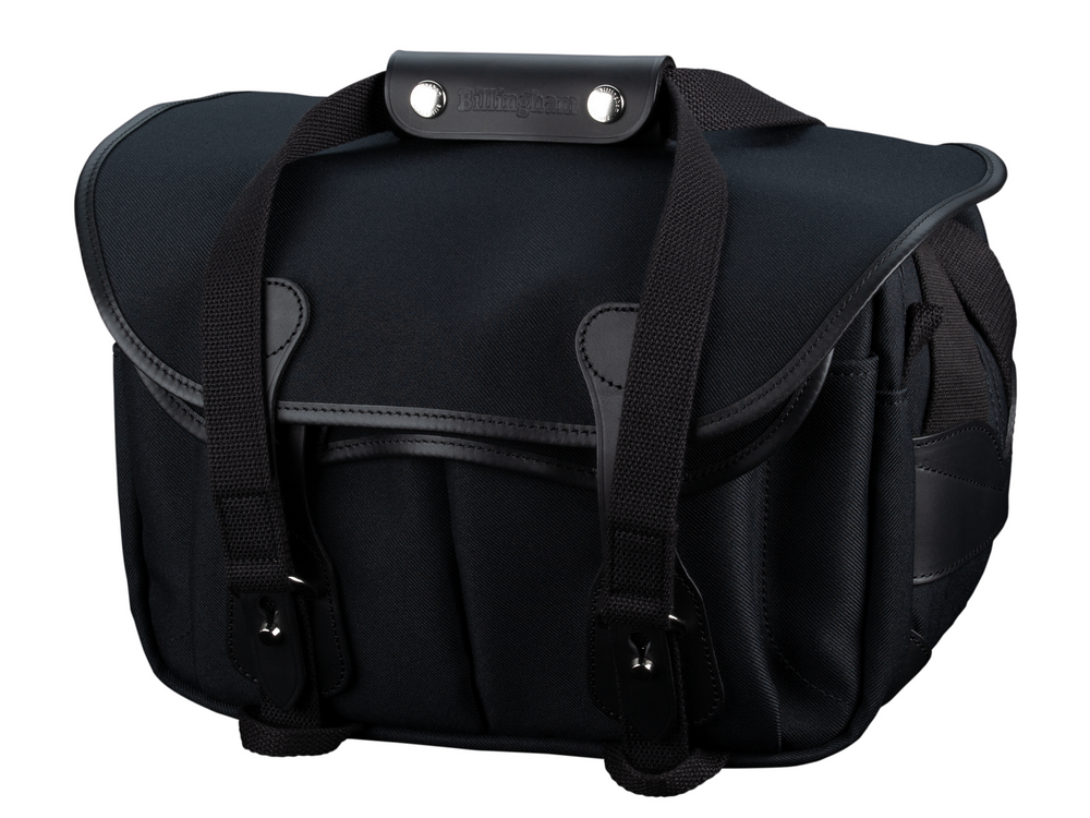 Billingham 225 MKII Camera & Tablet Bag - Black FibreNyte / Black Leather - Front View