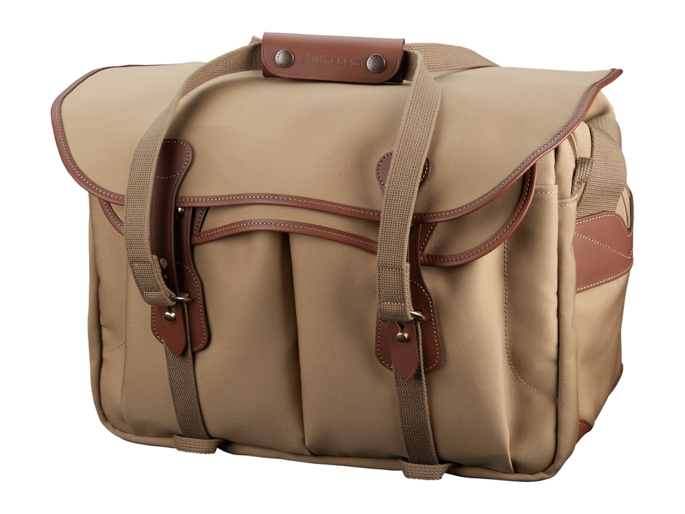 Billingham 445 MKII Camera & Laptop Bag - Khaki Canvas / Tan Leather - Front View