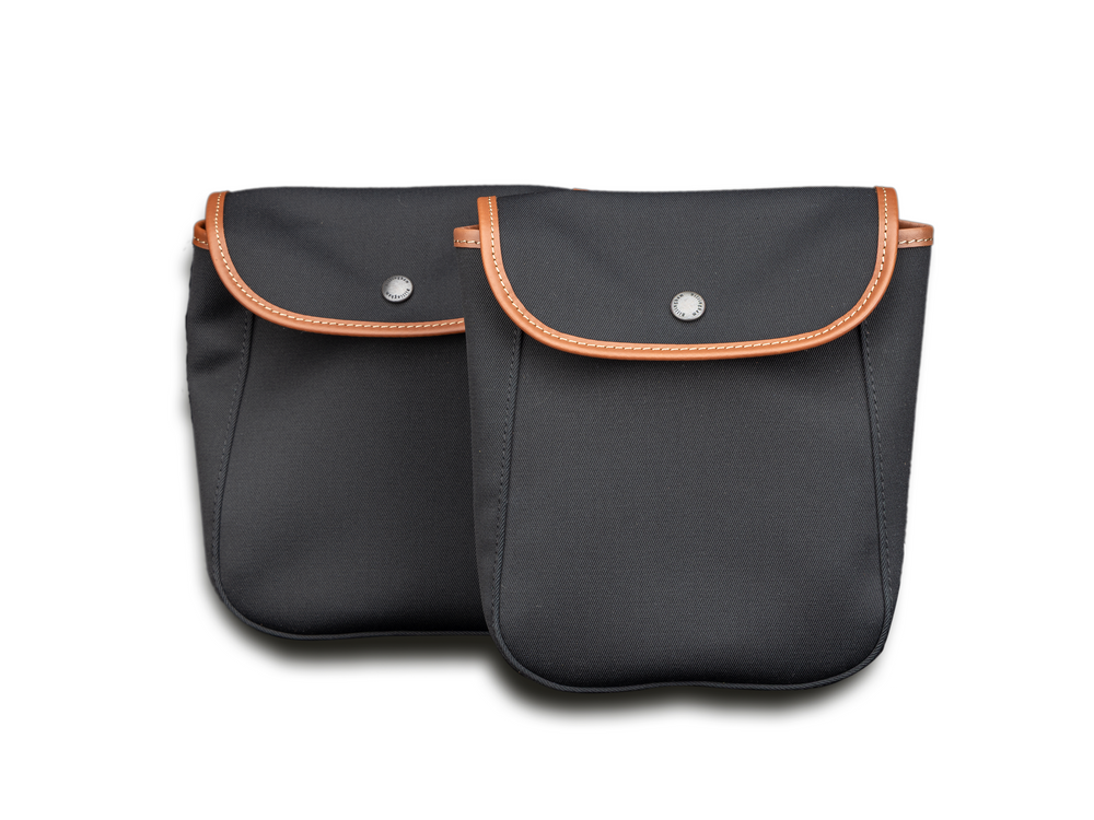 550 End Pocket Black Canvas Tan Leather Front