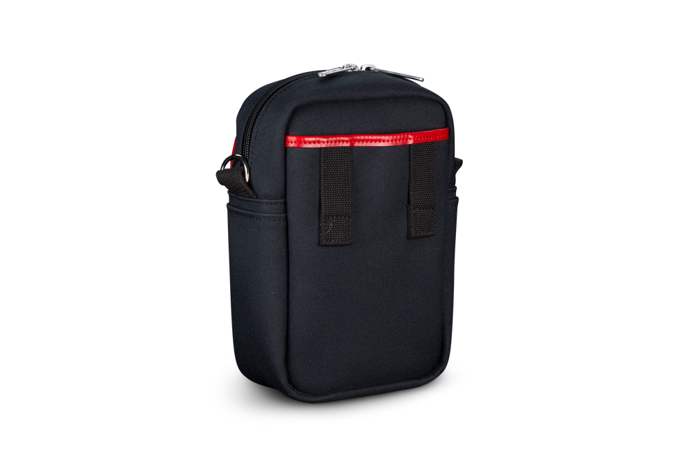 Airline Stowaway - Black FibreNyte/Red Leather