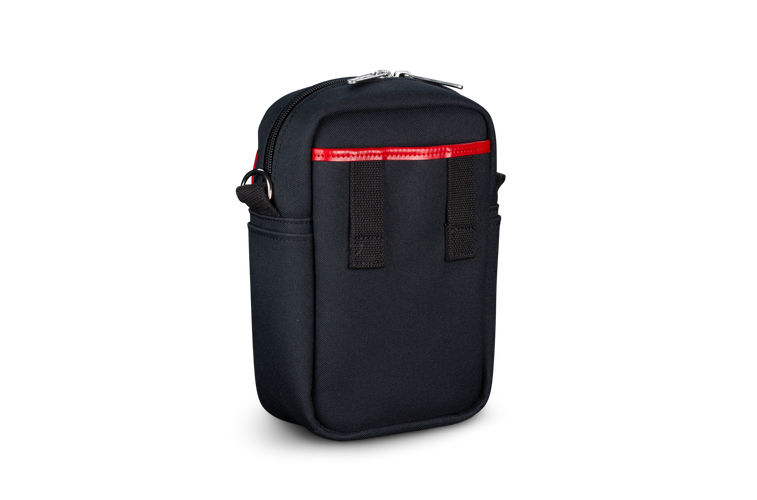 Airline Stowaway - Black FibreNyte/Red Leather