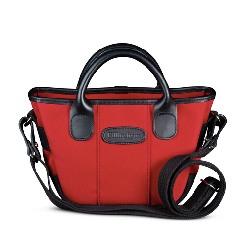 Dolly Grip Handbag Burgundy Canvas Black Leather Front