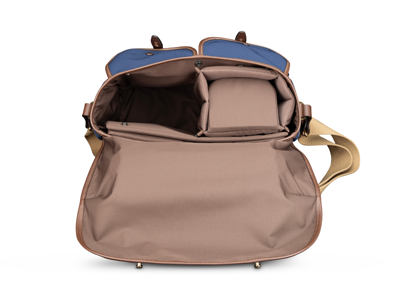 Billingham Hadley One Camera/Laptop Bag Navy FibreNyte Chocolate Leather Inside