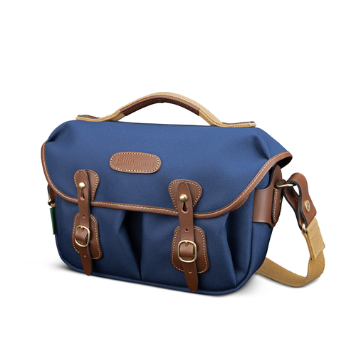 Billingham Hadley Small Pro Camera Bag Navy FibreNyte Chocolate Leather Front