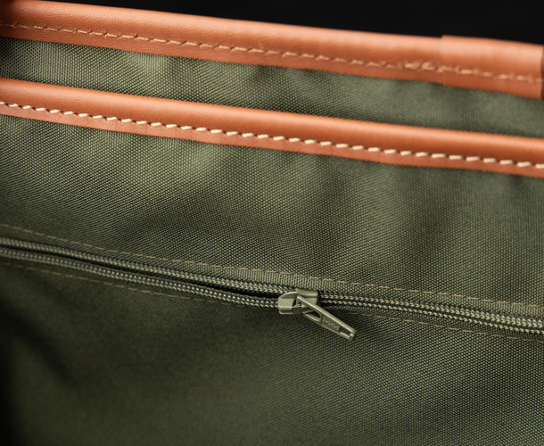 Icon Messenger Bag - Khaki Canvas/Tan Leather