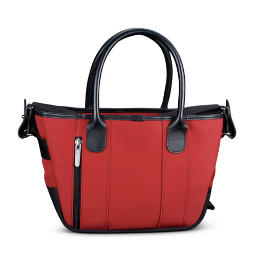 Key Grip Handbag Burgundy Canvas Black Leather Back
