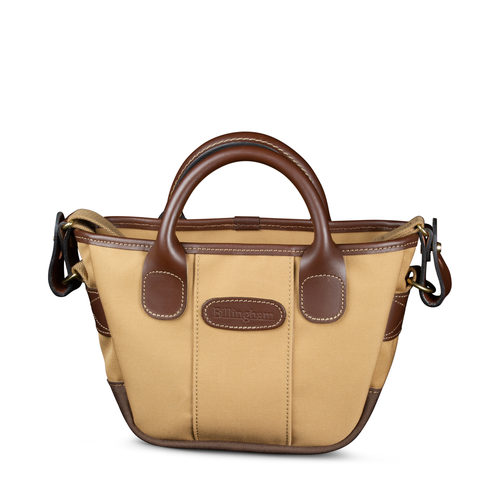 Khaki Canvas Chocolate Leather Dolly Grip Front