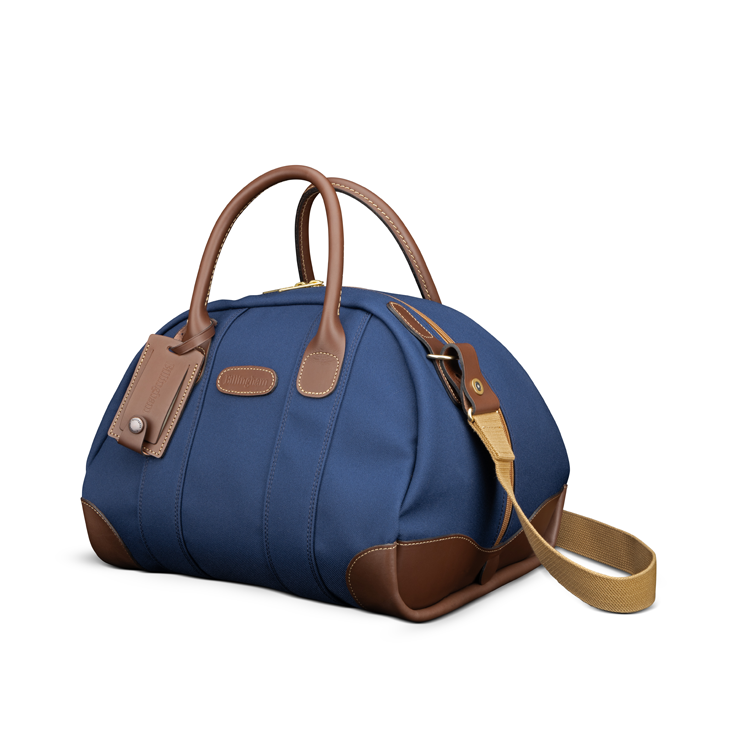Billingham Overnighter Navy FibreNyte Chocolate Leather Front
