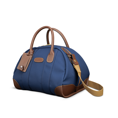 Billingham Overnighter Navy FibreNyte Chocolate Leather Front