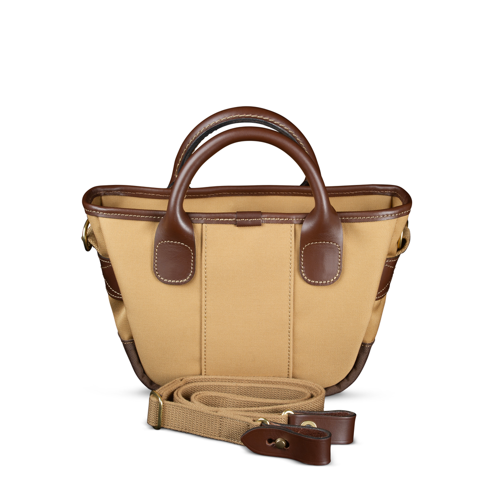 Khaki Canvas Chocolate Leather Dolly Grip Handbag
