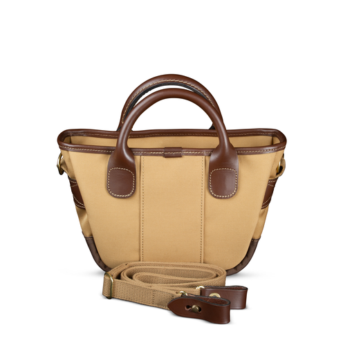 Khaki Canvas Chocolate Leather Dolly Grip Handbag
