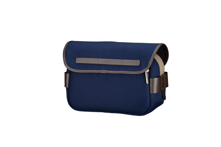 Billingham S3 Camera Bag - Navy Canvas / Chocolate Leather. - Rear View.