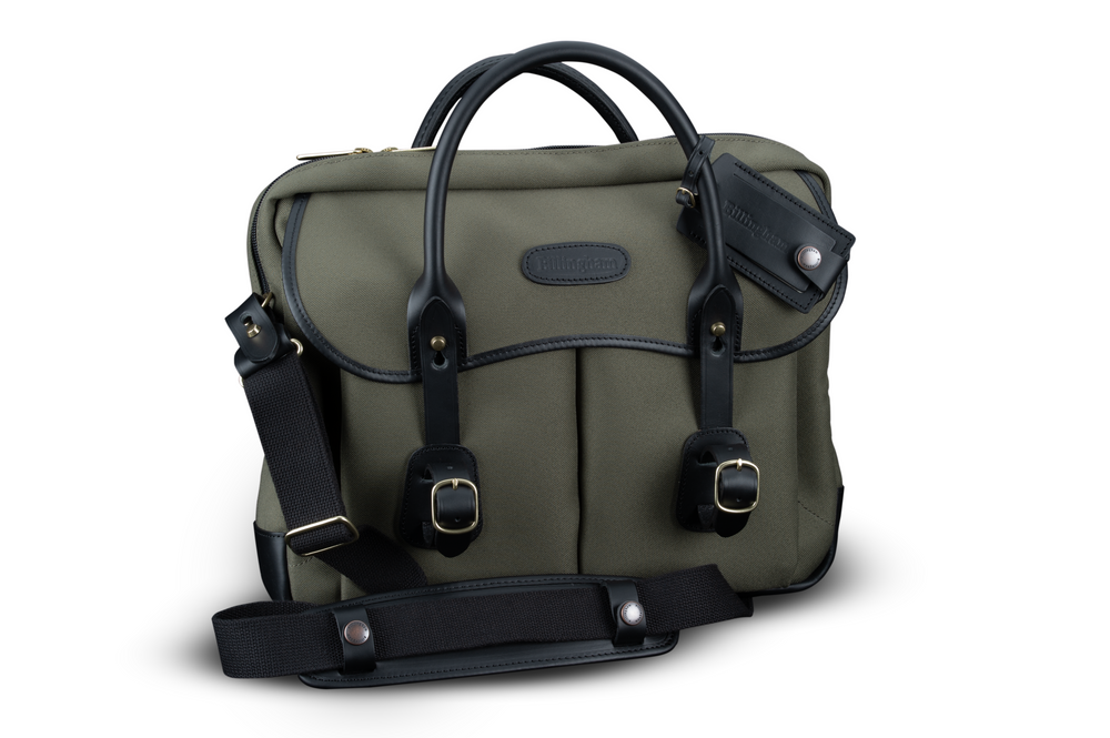 Billingham Thomas Briefcase & Laptop Bag - Sage FibreNyte / Black Leather