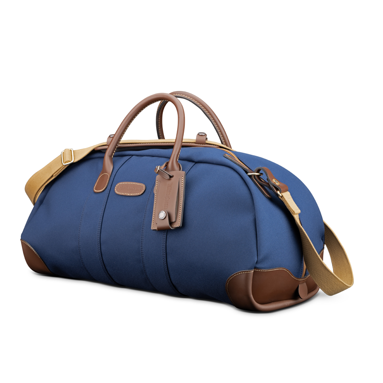 Billingham Weekender Navy FibreNyte Chocolate Leather Front