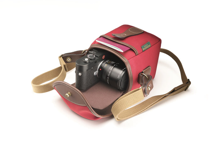 72 Camera Bag - Burgundy Canvas / Chocolate Leather