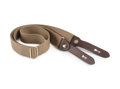 WOT Shoulder Sling (Khaki Webbing / Chocolate Leather / Brass)