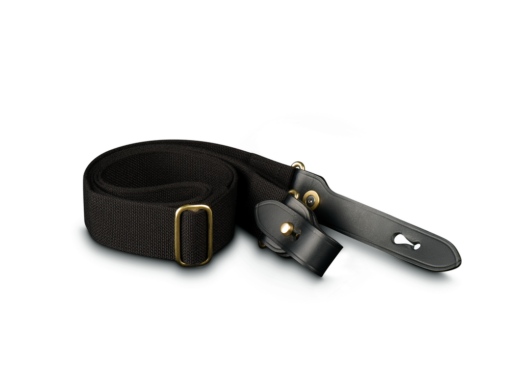 Shoulder Slings - HP (Black Webbing / Black Leather / Brass)
