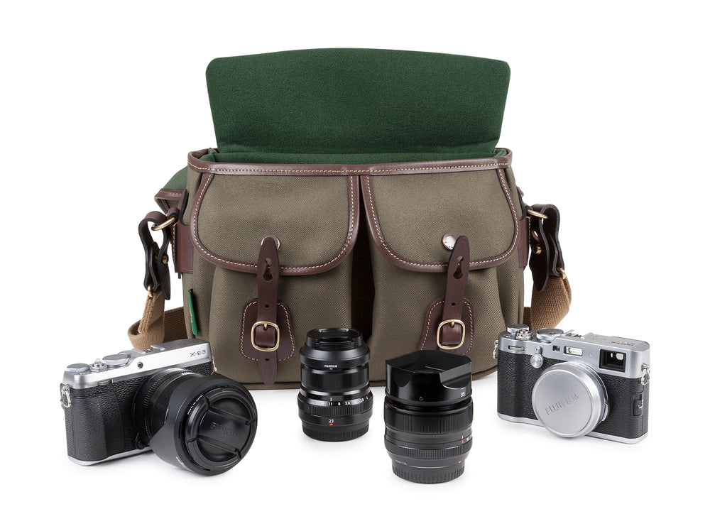 Hadley Small Pro Camera Bag - Sage FibreNyte / Chocolate Leather