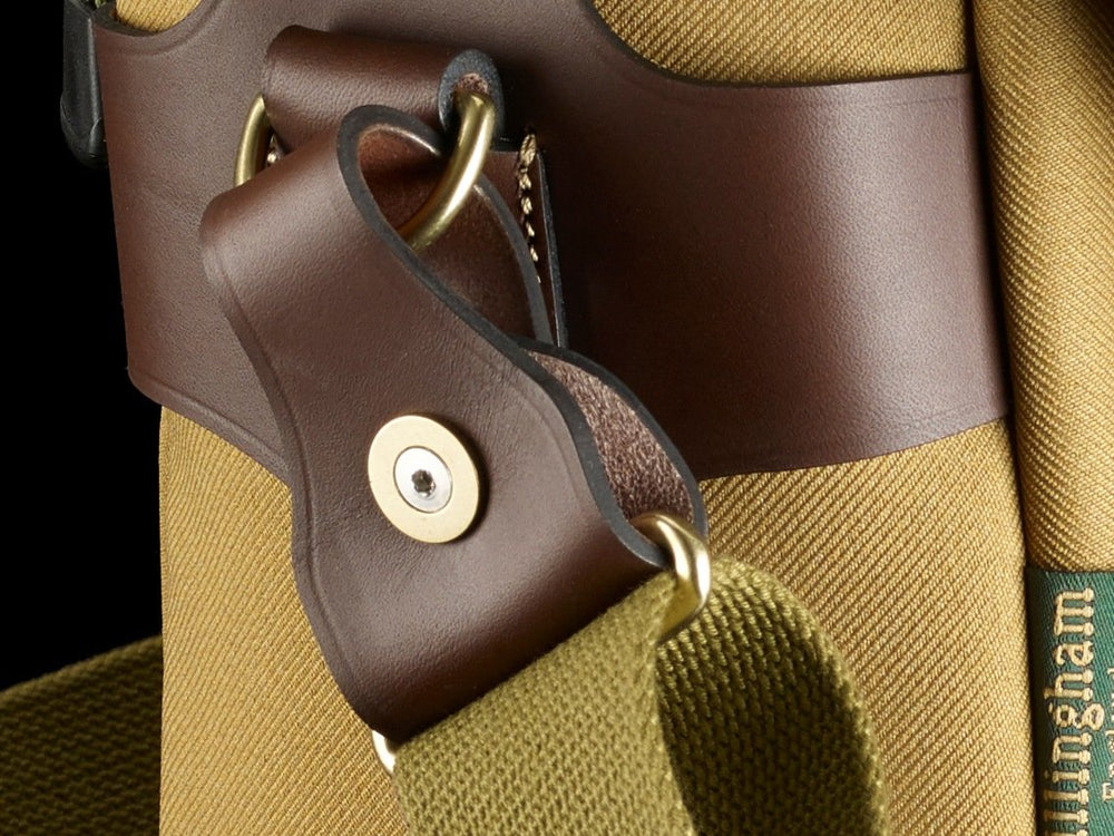 Billingham H1 Shoulder Sling (Khaki Webbing / Chocolate Leather)