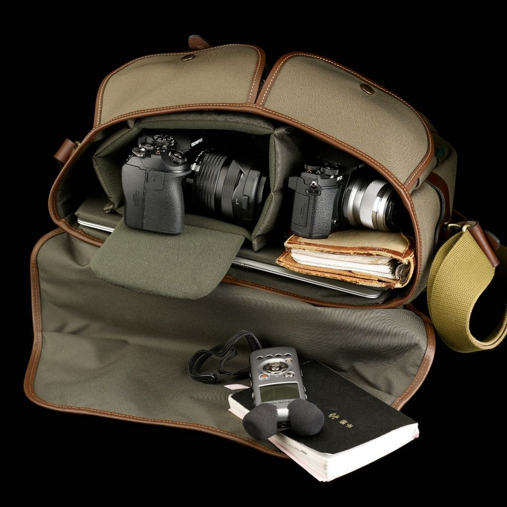 Hadley One Camera/Laptop Bag - Sage FibreNyte / Chocolate Leather