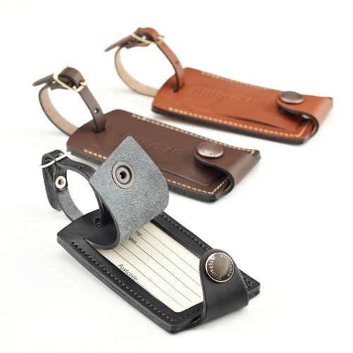 Luggage Tally - Chocolate Leather / Brass Buckle
