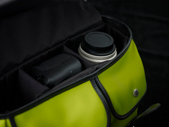 Hadley Pro Camera Bag - Neon Yellow Canvas / Black Leather